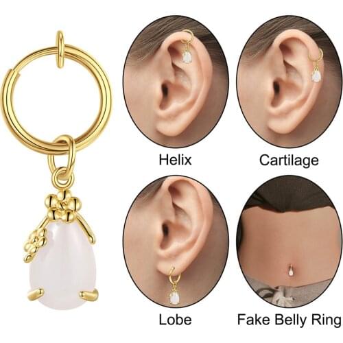 Gold Fake Belly Button Rings Navel Clip Fake Clip on Earrings Belly Piercing Ombligo Non Piercing Navel Ring Body Jewerlry