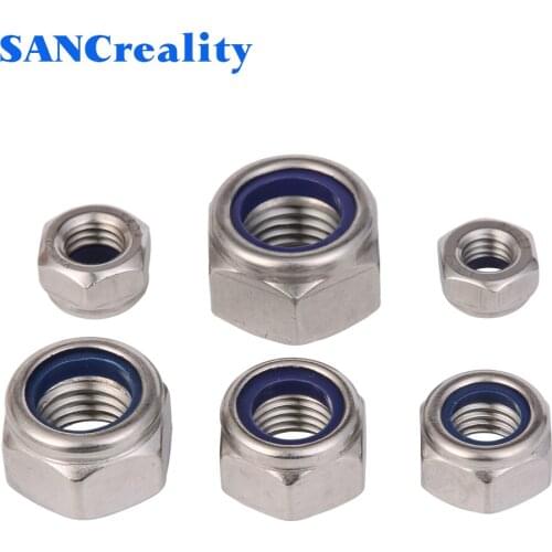 1-30pcs M2-M30 304 Stainless Steel Hex Nylon Insert Lock Nut Self-locking Nylock Nut Locknut