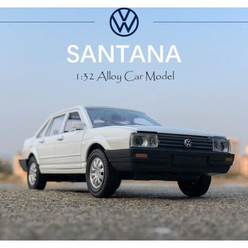1:32 Santana VW Diecast Scale toy Car Models 6 Openable Door Metal Model Sound And Light Pull Back SUV Toys for kids