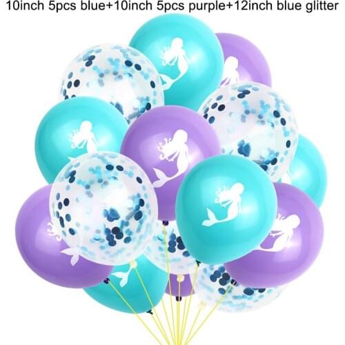 15pcs/lot 12inch Birthday Party Confetti Balloons Mermaid Latex Air Balloon Baby Shower Wedding Party Globos Decoration Supplies