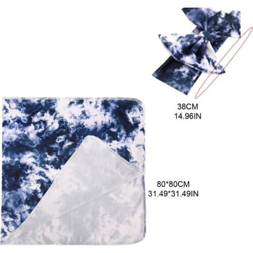 2 Pcs Baby Gradient Printed Receiving Blanket Headband Set Swaddle Wrap Hair Band Headwrap Newborn Infants Photography Props