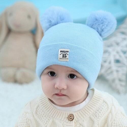 2021 New Cute Baby Girls Hat PomPom Cap For Boys Winter Hat For Children Cap Warm Newbron Baby Beanies Hat Cotton Cap 0-12 Month