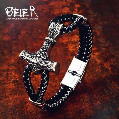 316L Stainless Steel Wholesale Price Bracelet Nordic Viking thors hammer mjolnir scandinavian Man fashion jewelry