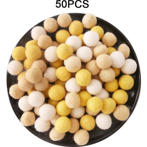 50PCS 20mm 100% Wool Balls DIY Mini Balls Kids Room Home Nursery Decor Yellow White For DIY Accessories Craft Wool Felt Balls