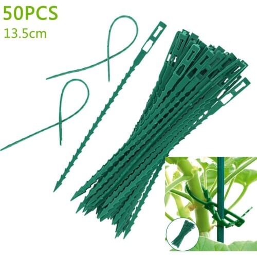 50Pcs Adjustabl Garden Ties Fishbone Spur Green Landscape Reusable Garden Plastic Plant Belt Tie Garden Fishbone Band Tools