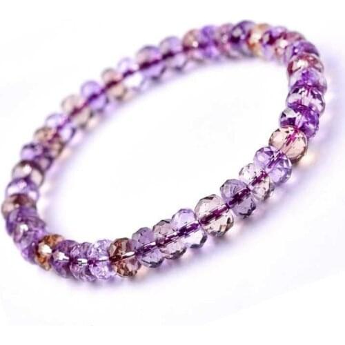 8mm Natural Ametrine Amethyst Crystal Bracelet Jewelry For Women Men Purple Faceted Abacus Round Beads Gemstone Strands AAAAA
