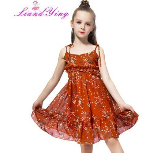 Baby Girls Sling Ball Dresses Chiffon Vest Ballet Brown Tutu Dress Summer Girl Party Vestidos 1-12 Years