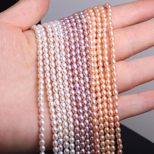Natural Freshwater Pearl Beaded High Quality Rice Shape Punch Loose Beads for Make Jewelry DIY Bracelet Necklace Accessories