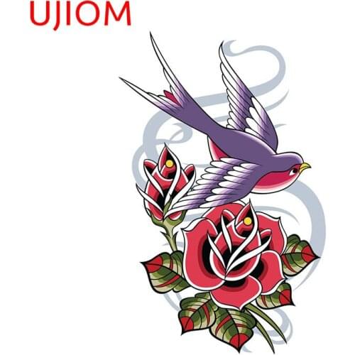 UJIOM Rose and Swallow Decor Decals Poster Moisture Proof Home Office Living Room Decor Bedroom Accessories Wall Stickers