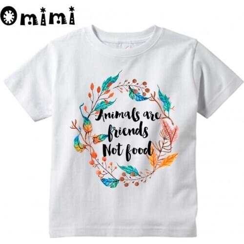 Children Vegan Vegetarian Animals Are Friends Not Food Design Tops Boys/Girls Casual T Shirt Kids Cool White T-Shirt