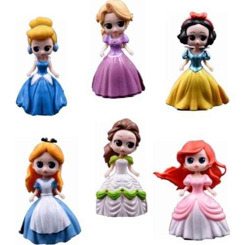 6PCS/set Disney Princess Figure Toys Cinderella Snow White Belle Figurine Action Figure Doll Collection Model Toys For Girls