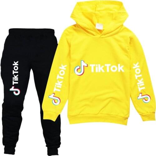 TIK TOK Print T Shirt Clothes Children Spring Long Sleeve Sports Sweatshirts Toddler Boys Girls Hoodies Baby Pant Set