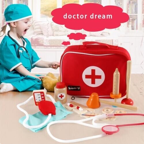 Pretend Play Doctor Toys Simulation wooden toy doctor set toyToys Puzzle Math Early Educational Toys for Children aid