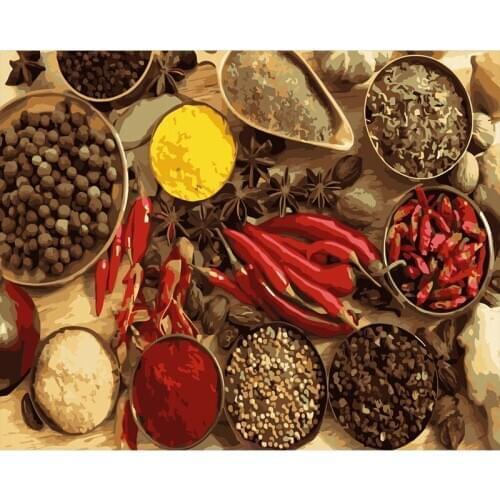 Paints By Numbers seasoning 50x40cm Pictures Oil Painting By Numbers Set Gift Coloring By Numbers Canvas Wall Set