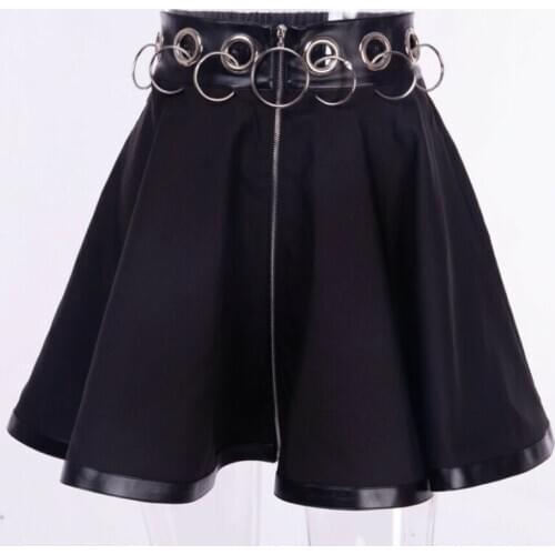 Kawaii Clothing Skirt Punk Gothic Ulzzang Harajuku Korea Japan Black Rings Metal