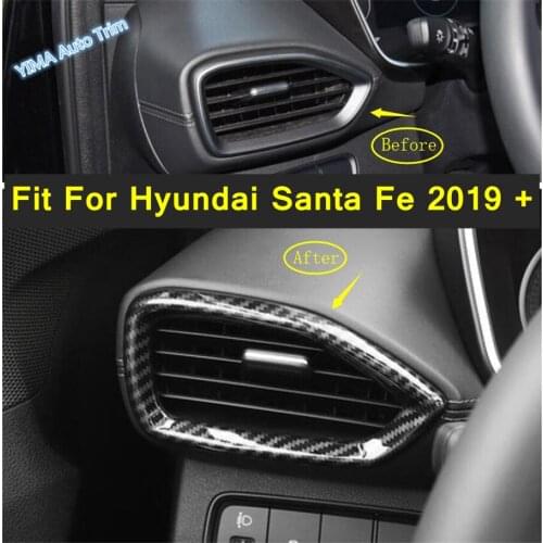 Lapetus Matte / Carbon Fiber Dashboard Side Air Condition AC Outlet Cover Trim Fit For Hyundai Santa Fe 2019 - 2021 ABS Interior