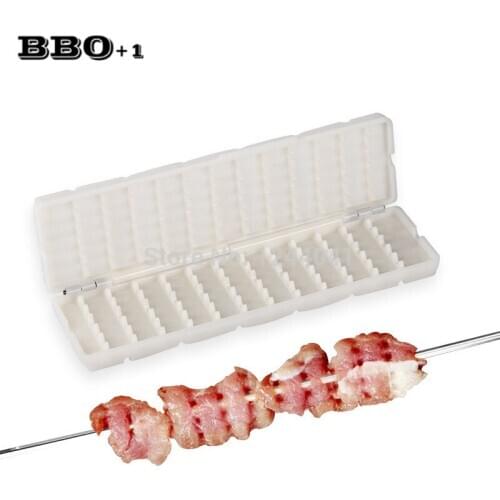 2pcs Mini 6.3'' Barbecue BBQ Skewers Maker Meat string Skewer Maker Beef Pork Churrasco Shish Kebab BBQ Tool Meat Skewer Machine