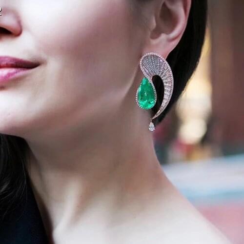 Missvikki Luxury Clear CZ Big Drop Pendant Earrings Cubic Zirconia Shiny Charm Earring For Women Bride Wedding Jewelry