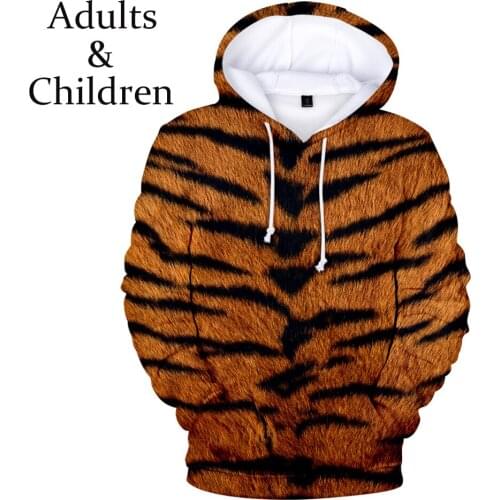 Fashion autumn and winter 3D animal texture hoodie mens sweatshirt ladies hooded casual Harajuku kids pullover boy girl shirt