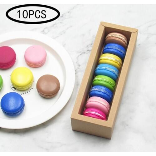 Msjo 10pcs Macarons Box With Window Paper Box Biscuit Box Wedding Birthday Party Macarons Box Packaging For Cake