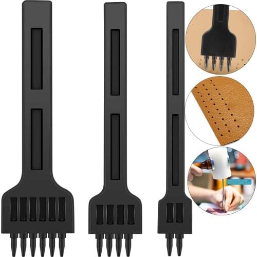 Leathercraft Kits 4/5/6mm Spacing Hole Punches Lacing Stitching Hand Sewing Thread Tools DIY Leather Round Row Punching Tool D30