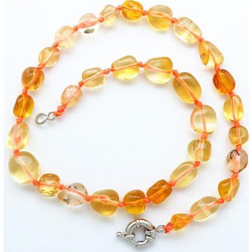 Hand Knotted Natural freeform crystal stone bead necklace Unisex 14 inches for children jewelry gift