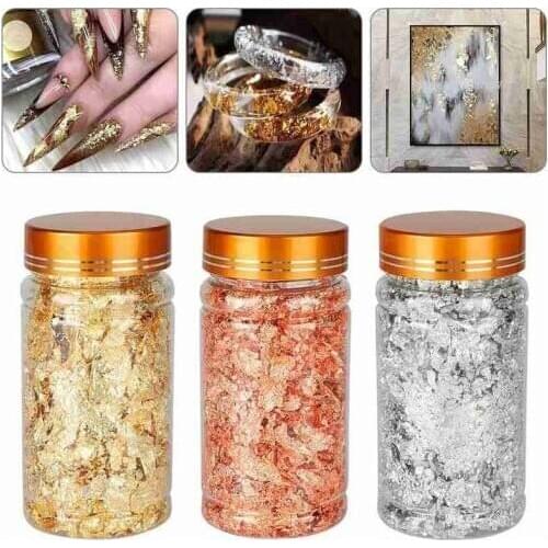 Luxury Shiny Gold Leaf Flake Resin Epoxy Mold Art Decoration Gold Foil Fillings Materials Gilding Decor Jewelry Making Tool