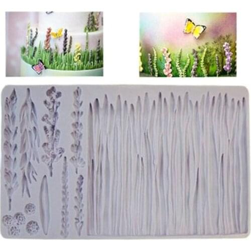 Plants wheat grass Wild Meadow Silicone Mould Lavender Cake Border Fondant DIY Baby Birthday Cake Decorating Tools Candy Molds