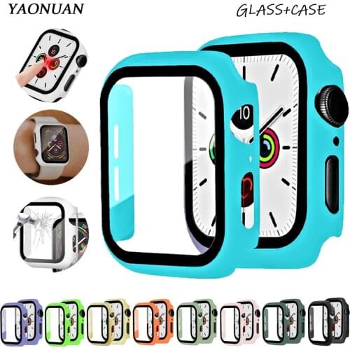 Glass+Case For Apple Watch Serie 6 5 4 3 2 1 SE 44mm 40mm iWatch Case 42mm 38mm Bumper Screen Protector+Cover Watch Accessorie