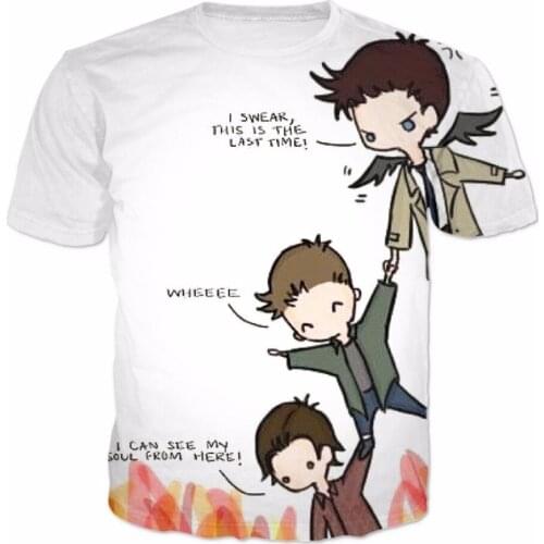 Supernatural Cas dean And Sam T-Shirt Women Men Fashion 3D T Shirt Summer Style Fashion Harajuku Top Tees Clothing