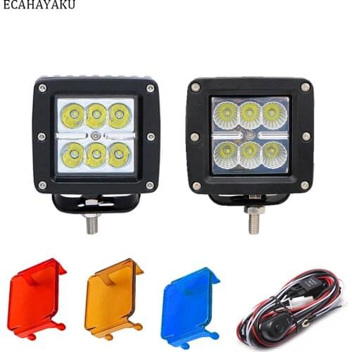 Car Led Light Bar 18W Work Light Lamp Cubic Dually LED 3" Motorcycle Tractor Boat Off Road 4x4 4WD Truck SUV ATV 12V with Cable