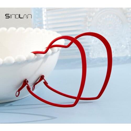 Sindlan Cute Red Heart Stud Earrings for Women Funny Female ZA Korean Fashion Jewelry Boucle Oreille Bijoux Femme Kolczyki Arete