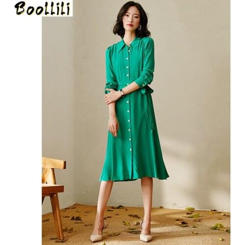 Boollili Real Silk Dress Women Summer Dress Korean Office Lady Beach Dress Elegant Party Dresses Woman Vestidos Ropa Mujer
