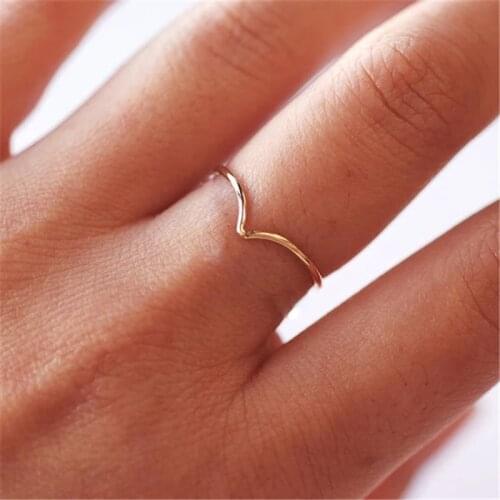 14K Gold Filled Knuckle Rings Boho Gold Jewelry Anillos Mujer Bague Femme Minimalism Anelli Donna Aneis V Ring For Women