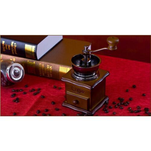 1PC Classical Wooden Mini Manual Coffee Grinder Stainless Steel Retro Coffee Spice Mill With High-quality Porcelain Move ENO 001