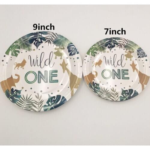 10Pcs Wild One Animal Forest Safari Jungle Theme Disposable 7/9inch Paper Plates Party Tableware