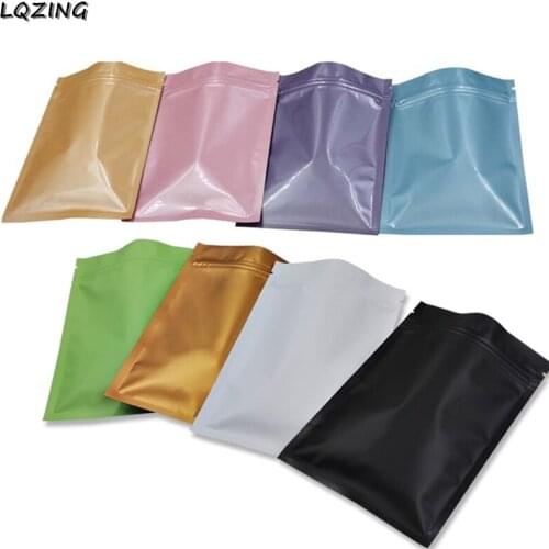 100pcs 8*12cm Food Storage Bags Metallic Mylar Ziplock Bags Flat Bottom Matte Black Aluminum Foil Zip Lock Plastic Bags Pouches