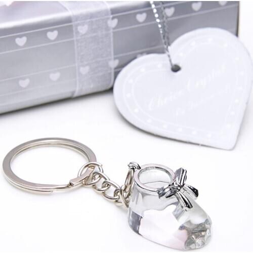 100pcs/lot)FREE SHIPPING+Choice Crystal Collection Baby Shoe Key Chains Birthday Party Souvenir Baby Christening Giveaway