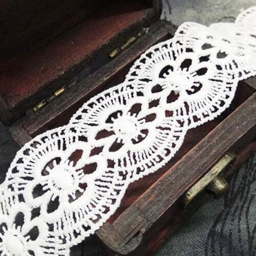 2 Yard Plum Blossom Eyelash Lace Trim Wavy Milk Fiber Applique Ribbon Trimmings Wedding Dress Clothes DIY Sewing Craft