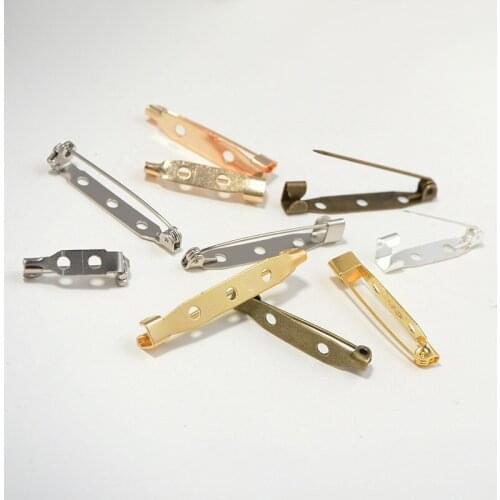 20Pcs/lot 15 20 25 30mm Brooch Base Pins Back Bar Copper Gold Silver Color Brooch Pins Findings For DIY Jewelry Supplies Making
