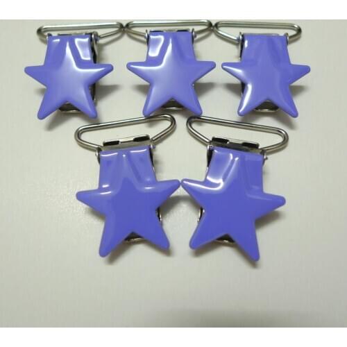 25pcs 1'' 25mm #MD32 Lavender Colored Enamel Star Shape Suspender Clips