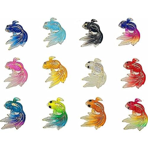 10Pcs Acrylic Bling Cabochons Rainbow Fish With Hole Flat back Rhinestone Ornaments DIY Wedding Appliques Craft Baby Shower