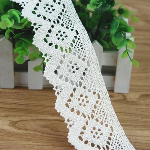 62mm Cotton Lace Trim Ivory Fabric Sewing Accessories Cloth Wedding Dress Decoration Ribbon Craft Supplies 100yards LC128-R