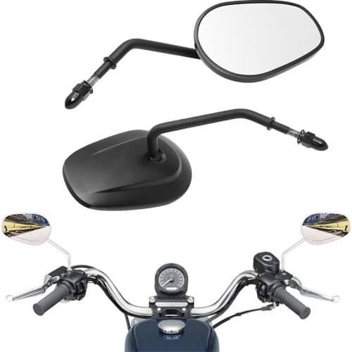 8mm Chrome Motorcycle Sportster Mirrors Long Stem For Road King Street Electra Glide Road Glide Dyna Softail 1982-2020 Black