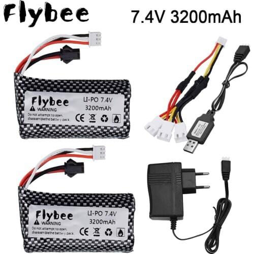 SM Plug) 7.4V 3200mAh lipo 2S Battery for Syma S033g Q1 TK H101 YDI U12A 18650 7.4V Battery Rc Toys Boats Cars Tank Drone Parts