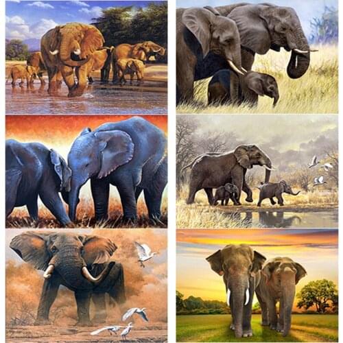New 5D DIY Diamond Painting Elephant Diamond Embroidery Animal Cross Stitch Full Square Round Drill Crafts Art Gift Home Decor