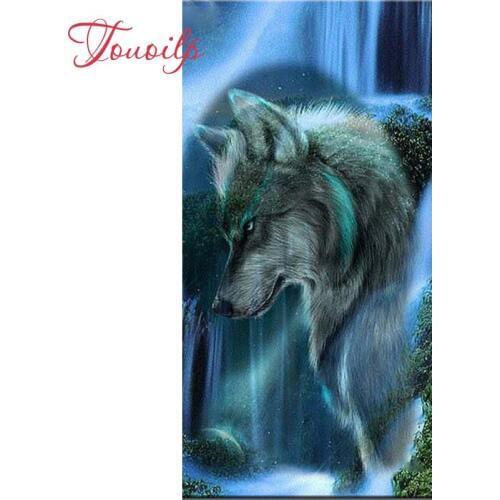 TOUOILP 5D DIY Diamond Painting Full Square/Round Drill "Animal Waterfall wolf" 3D Embroidery Cross Stitch Mosaic Home Decor