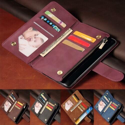 For Samsung A30S Case Magnetic Zipper Wallet Mobile Retro Wallet Flip Card Stand Cover Leather Luxury Leather Wallet