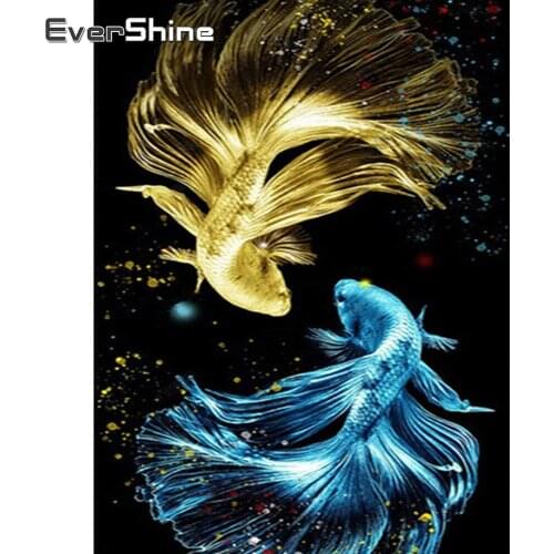 EverShine Diamond Painting Full Drill Square Fish 5D DIY Diamond Embroidery Animal Cross Stitch Set Mosaic Wall Decor