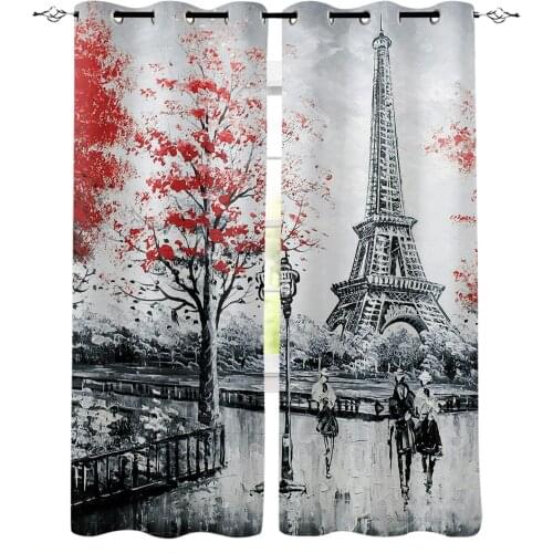 Eiffel Tower Oil Painting Curtain for Living Room Kids Room Decoration Bedroom Curtain Window Treatment Drapes